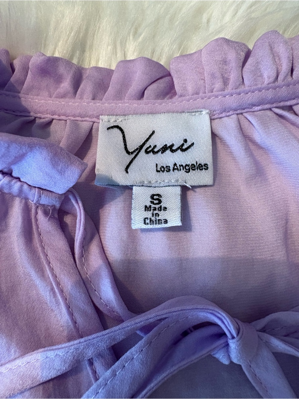 Light Lavender Tie-Neck Ruffle Blouse NWT - Picture 6 of 12